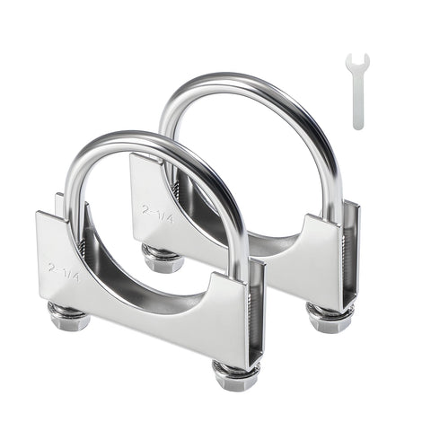 Heavy Duty 2.25 Inch U Bolt Exhaust Clamp Set For Your Ride Exhaust System Saddle Style Stainless Steel Muffler Clamps 2 Pack