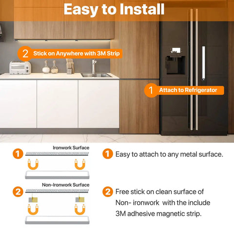 Rechargeable Motion Sensor Closet Lights 2 Pack No Fuss 4200mAh Battery Easy Install demonstration in kitchen