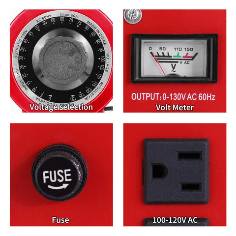 Beefy 20 Amp Variable AC Transformer Voltage Regulator Power Supply 2000VA Max adjustable components and settings close-up