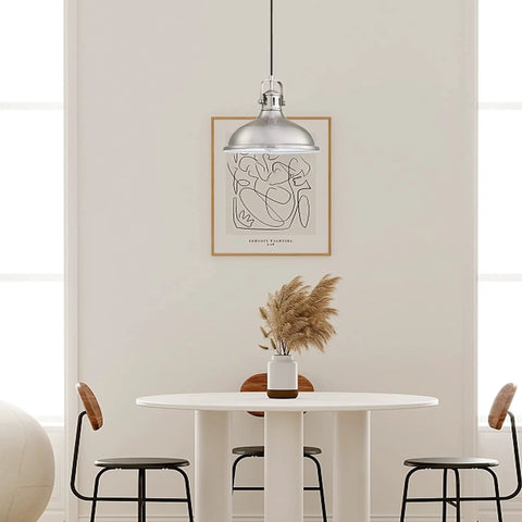 Room with 12 Inch LED Pendant Light 2 Pack Industrial Vintage Metal Chandeliers With Brushed Nickel Finish Ceiling Lamp