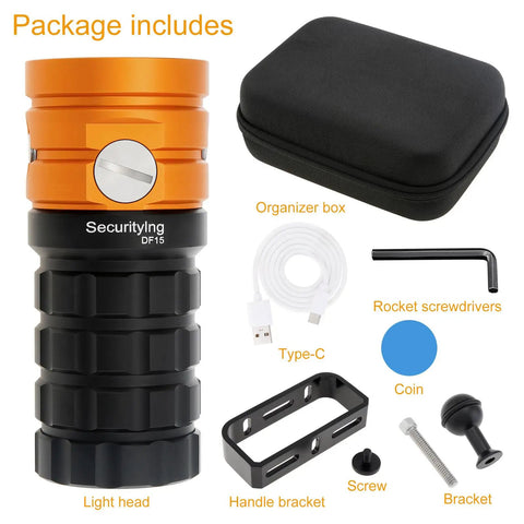 Beast Mode Bright Underwater Dive Light With 25000 Lumens For Underwater Photography And Video 100m Waterproof Package Includes