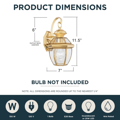 Newbury Outdoor Wall Lantern 12 Inch 1 Light Polished Brass Sconce With Clear Beveled Glass French Country Exterior Light dimensions