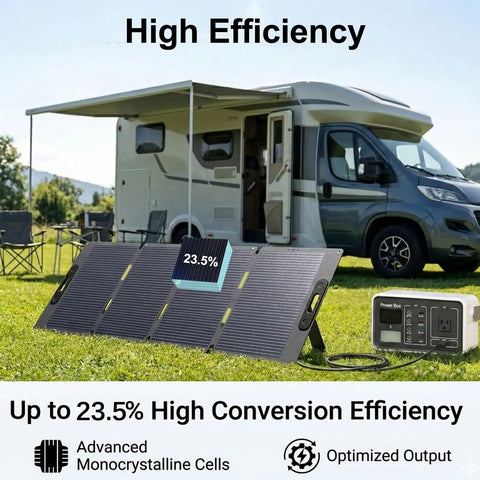 220W Portable Solar Panel For Power Stations And On The Go Off Grid RV Camping Foldable Solar Charger Kit IP65 Waterproof In Use