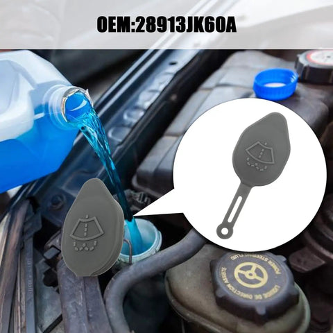 Windshield Washer Reservoir Cap Replacement 28913JK60A for Infiniti G37 Q60 Nissan 350Z 370Z installed on car engine bay