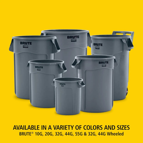 Heavy-Duty 10-Gallon Yellow Round Trash Can For Outdoor Use, Built Tough For Landscapers, Construction Sites, Restaurants And Offices, Easy-Lift Venting Channels For Quick Liner Removal