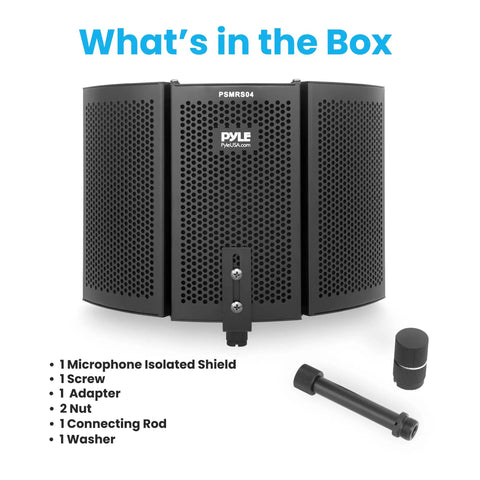 Three Panel Microphone Isolation Shield With Noise Absorbing Studio Booth For Vocal Tracks, 1.6 Inch Thick Foam, parts included.