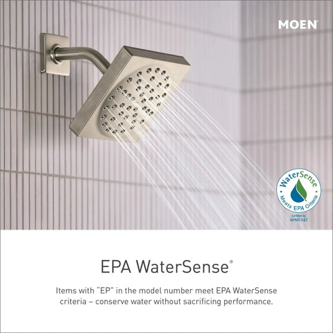 Dartmoor Shower System With Rain Showerhead Brushed Nickel Finish Valve Not Included Posi Temp Valve Required MPACT Compatible Trim Kit For Easy Bath Remodel Upgrade Your Shower For A Spa Vibe showing water flow