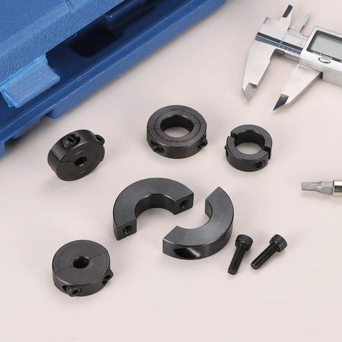 Two Pack Double Split Shaft Collars 18mm Bore 40mm Outer Diameter 12mm Thick Clamping Collar With Set Screws Carbon Steel Black Oxide Finish