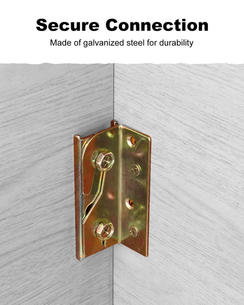 Close-up of galvanized steel bed rail bracket, part of the 8 Sets Heavy Duty Bed Rail Brackets Non Mortise Galvanized Steel Mounting Kit.