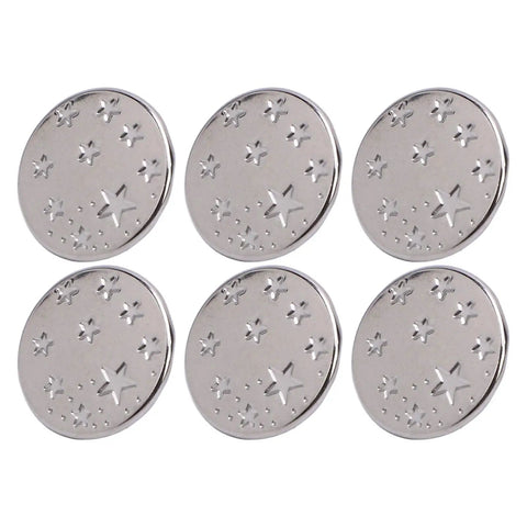 50 Set Star Shape Jeans Screw Buttons with Sick Threaded Design 17 mm Metal Button Hardware Durable Steel detailed view of six buttons