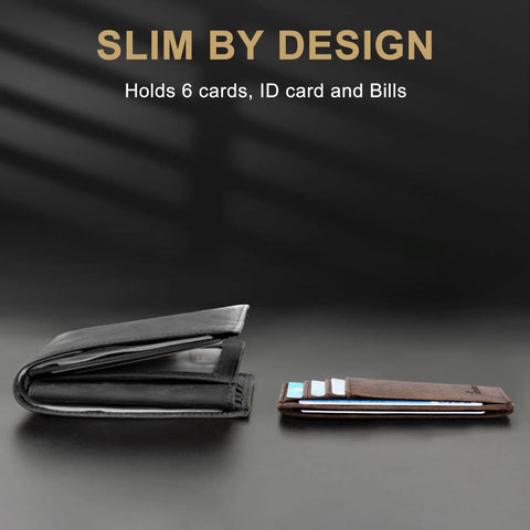 Ultra Slim Front Pocket Leather Wallet With RFID Blocking Minimalist Card Holder Only 0.12 Inch Thick Measures 3.1 X 4.4 Inches