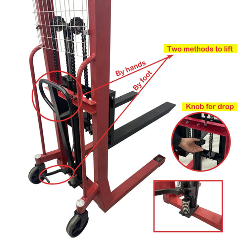The Real Deal Manual Pallet Lifter With A Hefty 1 Ton 2204 Lbs Capacity And A Snappy 63 Inch Lift Height showing lift mechanisms and operational details.