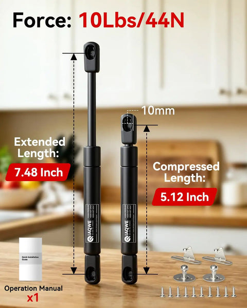 Heavy Duty 7.5 Inch Gas Struts With Mounting Hardware Two Shocks For Lids 11 To 15 Inches 10 Lb 45 N Each Pair