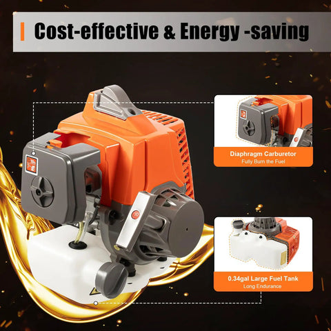 Gas Powered Post Hole Digger With Wheelbarrow Design, Workhorse Two-Stroke 3HP Engine, High Torque Earth Auger close-up