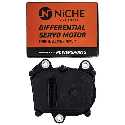 Beefed-Up Differential Servo Actuator Motor For Kawasaki And Yamaha ATVs And Mules, box and motor front view