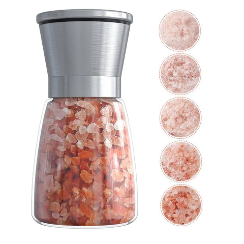 Stainless Steel Salt And Pepper Grinder With Ceramic Blades Adjustable Coarseness Transparent Glass Body Rustproof Cap Easy Refilling Kitchen Must Have Spice Mill For Fresh Ground Flavor