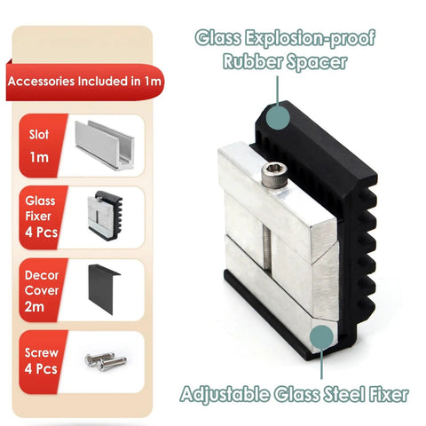 Tough As Nails Deck Railing Glass Spigot Clamp With Side Mount Bracket, Heavy Duty Commercial Pool Fence Hardware, Adjustable glass steel fixer with rubber spacer.