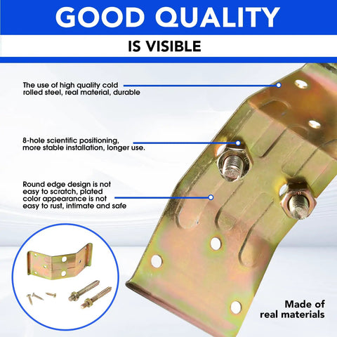 Heavy Duty Table Leg Corner Brackets With Iron Hanger Bolt For No Sweat DIY Furniture Build And Wobble Free Assembly Includes Fast Install Hardware showing 8-hole design and durable steel material.