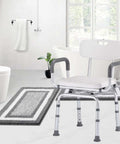 360 Degree Swivel Shower Chair With Arms And Back, Heavy Duty Bath Bench, adjustable, in bathroom setting