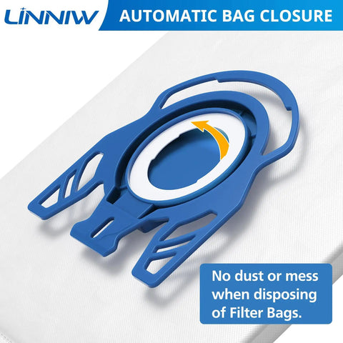 20 Pack 3D Airclean GN Vacuum Bags For Classic C1 Complete C1 C2 C3 And S Series Canister Vacuums Replacement Bags Beefy Suction Ready, Compatible With S227 S240 S270 S400 S2 S5 S8 showing automatic bag closure feature