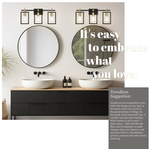 Industrial 3 Light Vanity Fixture In Black And Brass Gold With Rectangular Backplate Rustic Modern Farmhouse Bath Lighting