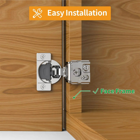 50-Pack 1-3/8 Inch Overlay 3D Adjustable Soft Close Concealed Hinge on Face-Frame Kitchen Cabinet