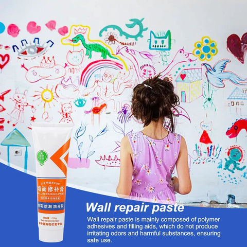 DIY Wall Repair Paste For Holes Quick Drying Crack Fix Kit With Strong Adhesion Drywall Filler on colorful wall art background