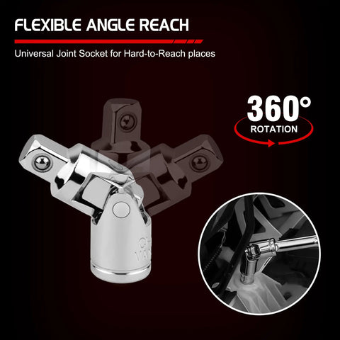 1/4 Inch Drive Extension Bar Set With 2, 4, And 6 Inch Extensions, Universal Joint Socket And Flexible Socket Extension in use