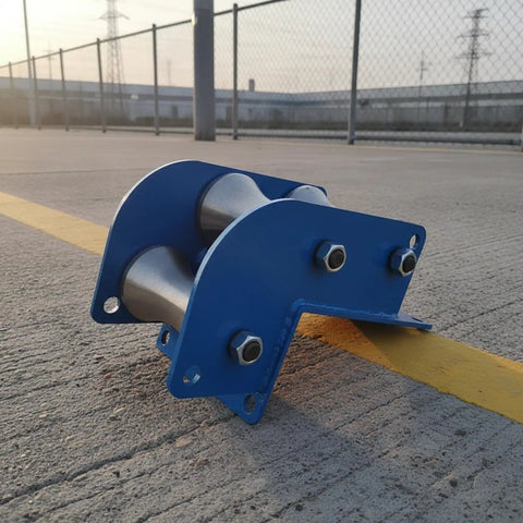 Heavy Duty Cable Pulley Roller Guide Block With Thick Plate Frame And Smooth Steel For Utility Crews, 160mm And 140mm Sizes, H Type Two Wheel Nylon Pulley, Rugged Industrial Grade Construction For Tough Job Sites on pavement