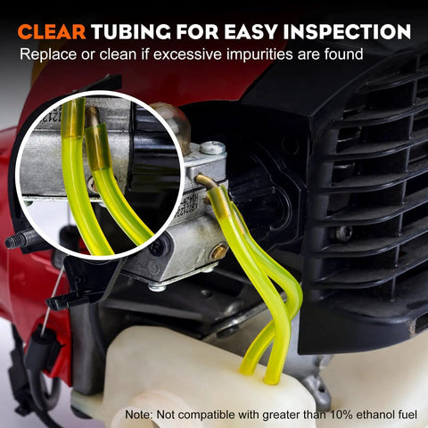 Gas Fuel Line Hose Kit For Small Engines Four Size Tubing Pack Each Four Feet I.D. x O.D. attached to a small engine