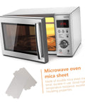 Microwave oven with open door illustrating 12 Pack Microwave Mica Sheet Waveguide Cover Replacement Plate Heat Resistant Insulation Easy To Cut Install For Microwave Ovens Protects Against Burning