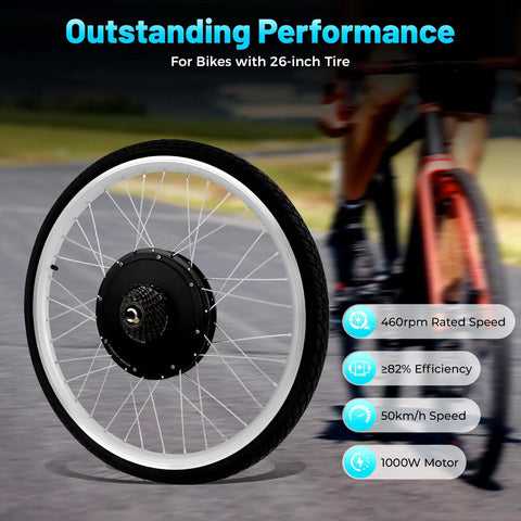 26 Inch Electric Bike Conversion Kit 48V 1000W Rear Hub Motor With 460 RPM PAS Sensor And LCD Display for bike performance