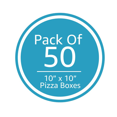 Pack of 50 Top Shelf Slick Corrugated Pizza Boxes Built Tough Heavy Duty Takeout Containers, 10x10 inch.