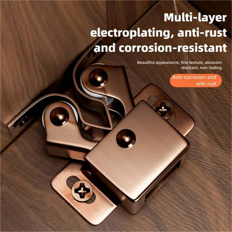 Heavy Duty Double Roller Cabinet Catch Set With Screws 30 Pieces, strong hold cupboard door latches in golden finish