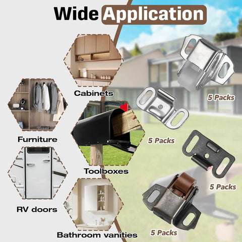 10 Pack Mailbox Replacement Roller Catch Latches With Screws For Door And Cabinet Repairs White And Brown Easy Install Kit