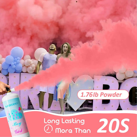 Game Changer Pink Gender Reveal Fire Extinguisher Prop Two Pack Blasts Confetti Burst Over Twenty Feet High Must Have Baby Girl Announcement Party Decorative Accessory with pink powder cloud.
