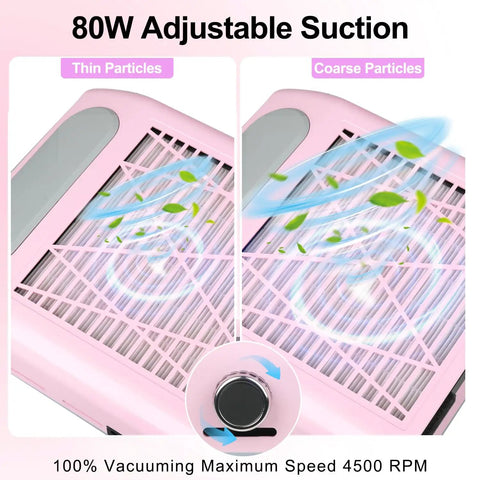 Pro Grade Nail Dust Collector For Acrylic Nails Vacuum Machine 4500RPM Adjustable Nail Filter showcasing suction power.