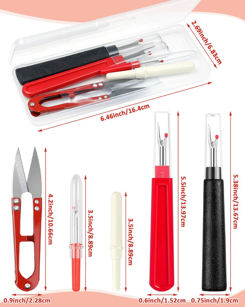 Seam Ripper Set For Sewing With Four Piece Dual Style Kit Two Large And Two Small Stitch Removers Thread Snips Included