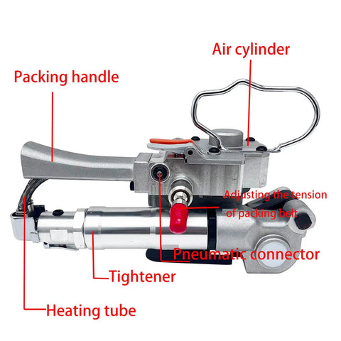 Heavy Duty Handheld Pneumatic Strapper For Pet Strap And Pp Band Portable Packing Tool with air cylinder and heating tube.
