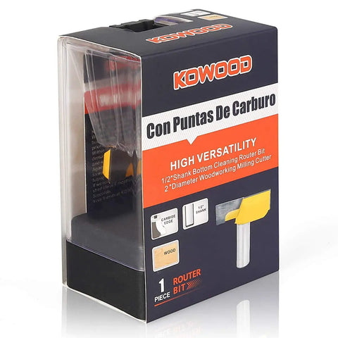 Packaging of Heavy Duty Pro Grade One Half Inch Shank 2 Inch Diameter Bottom Cleaning Router Bit For Mortising And Spoil Board Surfacing