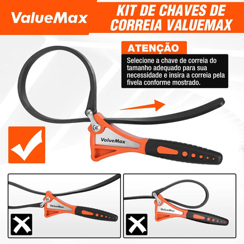 Two Piece Strap Wrench Set For Oil Filters, Shower Heads, Water Filters, And Jar Opener, Adjustable Belt Wrenches With Reinforced Rubber Belts, orange-black handle