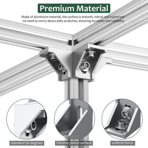 10 Pack 4040 Aluminum Extrusion Corner Brackets And 4080 Profile Connectors Kit with 40 M8 T Slot Nuts And Hex Screws installed