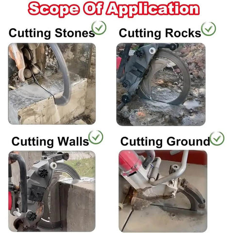 Heavy Duty Brushless Electric Concrete Saw And Wall Chaser Wet Saw 9500W cutting stones, rocks, walls, and ground.