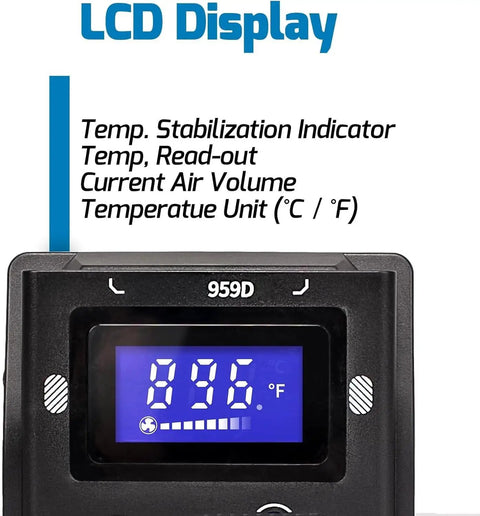 LCD display on Portable Pro Grade Hot Air Rework Station For Mobile Phone Repair With Digital LED Display BGA SMD Soldering Tool