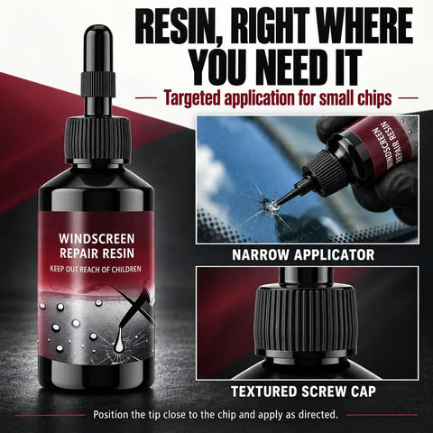 Windshield Crack Repair Kit 2 Pack Straight Up Solid Auto Glass Fix Tool with narrow applicator for precise chip repair.