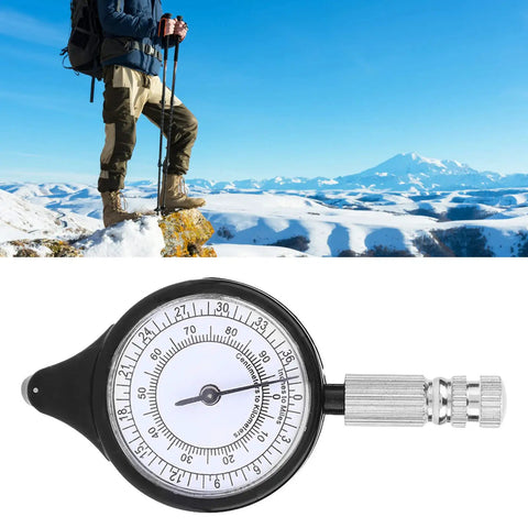 Handheld Map Distance Measuring Tool And Road Odometer Solid Aluminum Alloy Wheel For Camping Hiking Weather Resistant on snowy peak