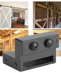 Heavy Duty Barn Door Stopper With Adjustable Floor Track Roller, Wall Mounted, Rubber Covered Damping For Quiet Operation shown