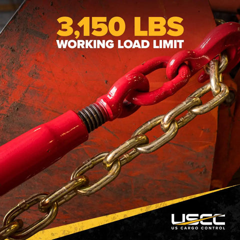 Heavy Duty Ratchet Chain Binders For One Quarter Inch To Five Sixteenths Inch Chains, 4-Pack With 3150 Lbs Working Load Limit