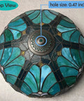 Top view of 16-Inch Wide Victorian Style Stained Glass Lampshade For Table And Floor Lamps Handcrafted Real Leaded Glass Shade