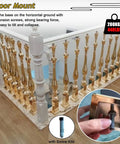 Pro Grade Adjustable Angle Staircase Railing Columns 37 Inch Floor Mount Banister Spindles showing gold balusters with screw kit.